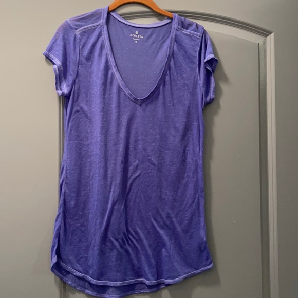 Athleta purple  v neck cotton size small t shirt - Picture 1 of 2